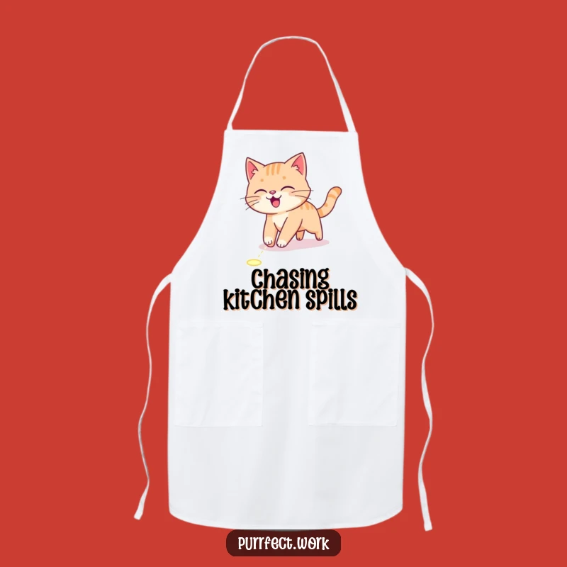 Funny Cat Laser Chase Apron - Active Kitchen Cartoon Gift