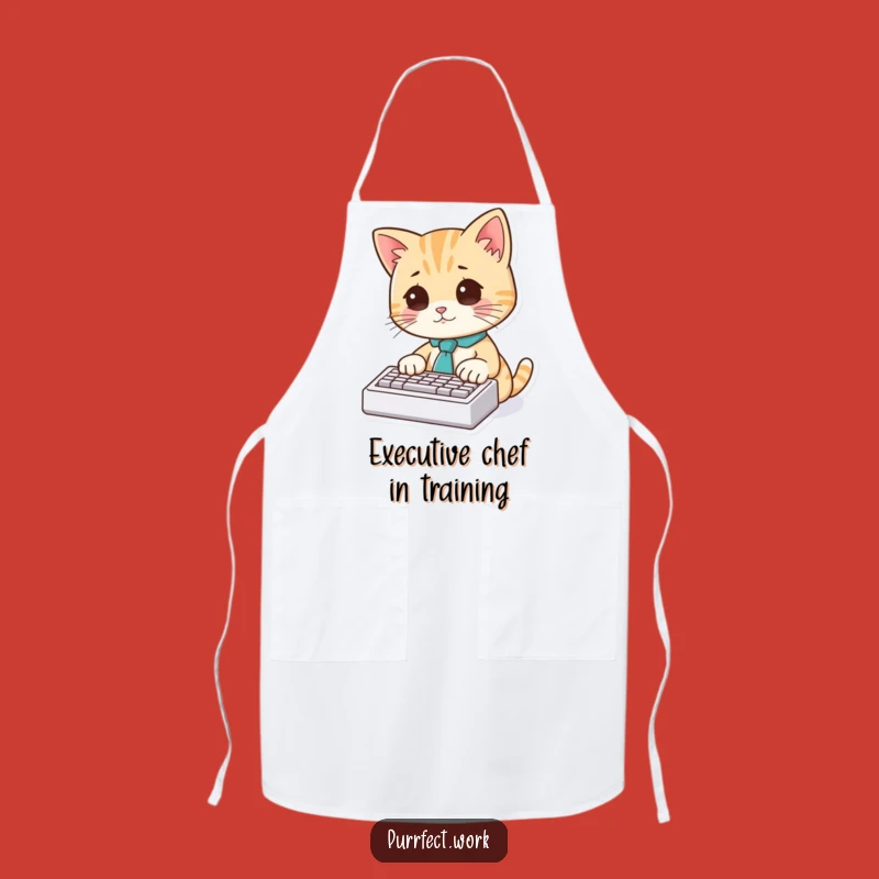 Funny Cat Typist Apron: Chef Cat in Tie Cooking Funny Gift!
