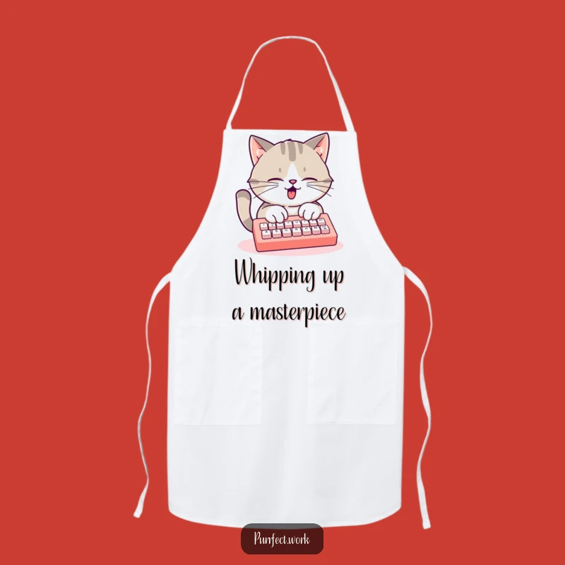 Funny Busy Cat Keyboard Apron: Hilarious Kitchen Wear for Productive Cooks