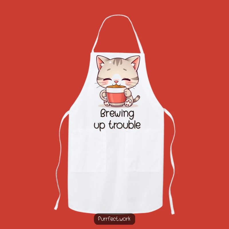 Funny Cat Chef Apron: Cook with Joy & Caffeine - Perfect Kitchen Gift!