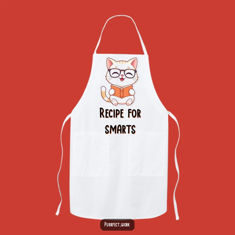 Funny Cat Reader Apron: Kitchen Scholar Chef Cat, Perfect Funny Gift!