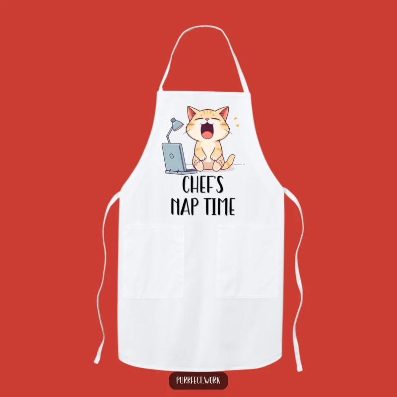 Funny Sleepy Cat Apron: Cook with Low Energy and High Humor