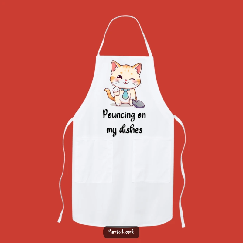 Funny Cat Tie Cursor Apron: Hilarious Kitchen Wear for Tech-Savvy Chefs