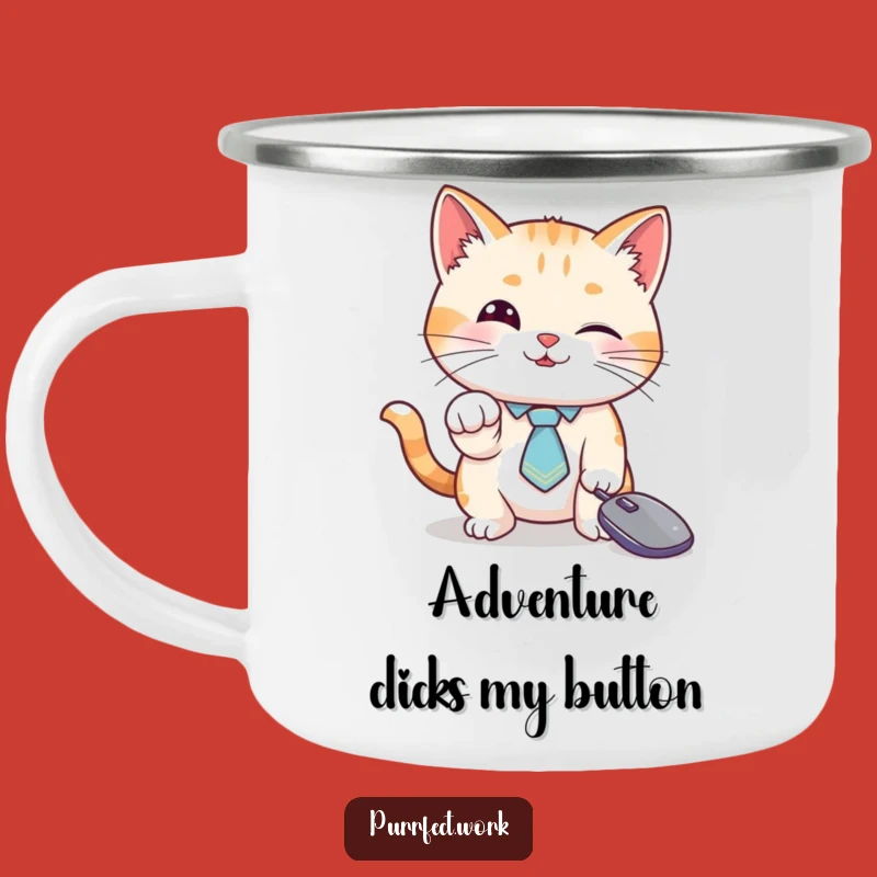 Funny Cat Tie Cursor Camping Mug: Hilarious Companion for Outdoor Techies