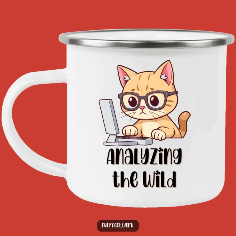 Funny Cat Glasses Camping Mug: Intellectual Sips for Outdoor Adventures