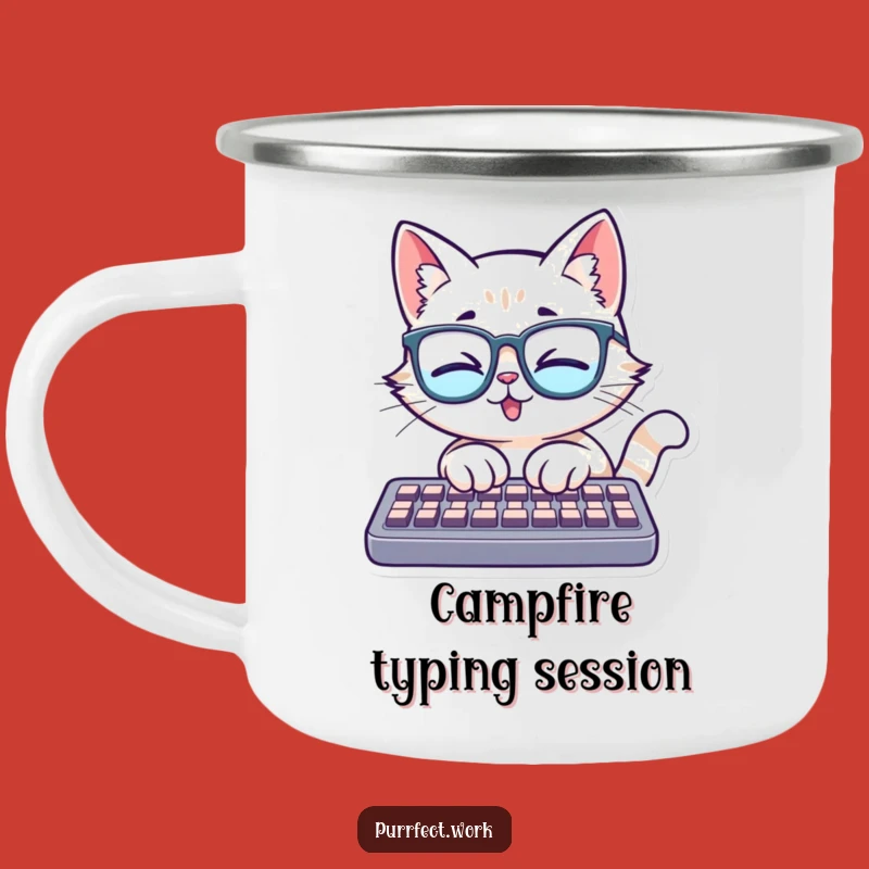 Funny Cat Glasses Camp Mug - Hilarious Outdoor Companion for the Intellectual Adventurer