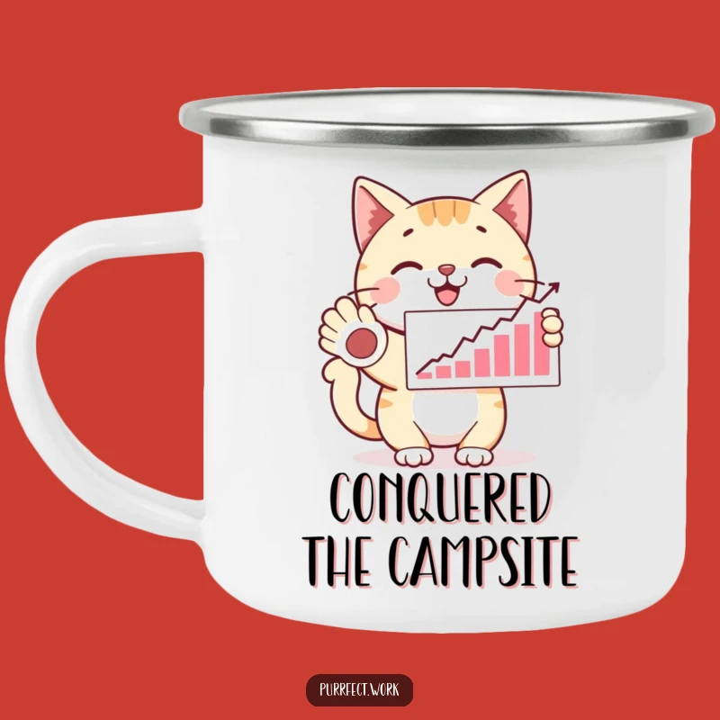 Funny Proud Cat Camping Mug: Success Achiever Cup, Hilarious Outdoor Gift for Celebrations
