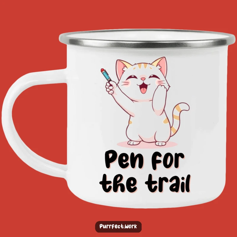 Funny Cat Pen Batting Camp Mug - Hilarious Outdoor Companion for Playful Adventurers