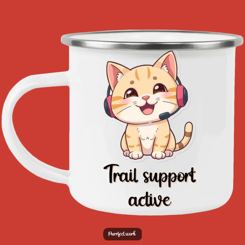 Funny Gamer Cat Camping Mug: Fuel Your Focus for Outdoor Adventures