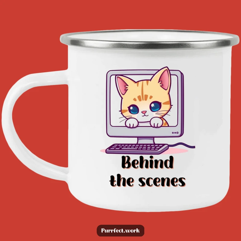 Funny Mischievous Cat Camping Mug - Durable Techy Mug for Gamers and Gifts