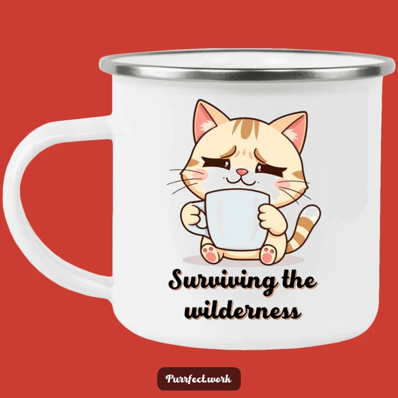 Funny Stressed Cat Camping Mug: Coffee Lover Cup, Hilarious Outdoor Gift for Survival