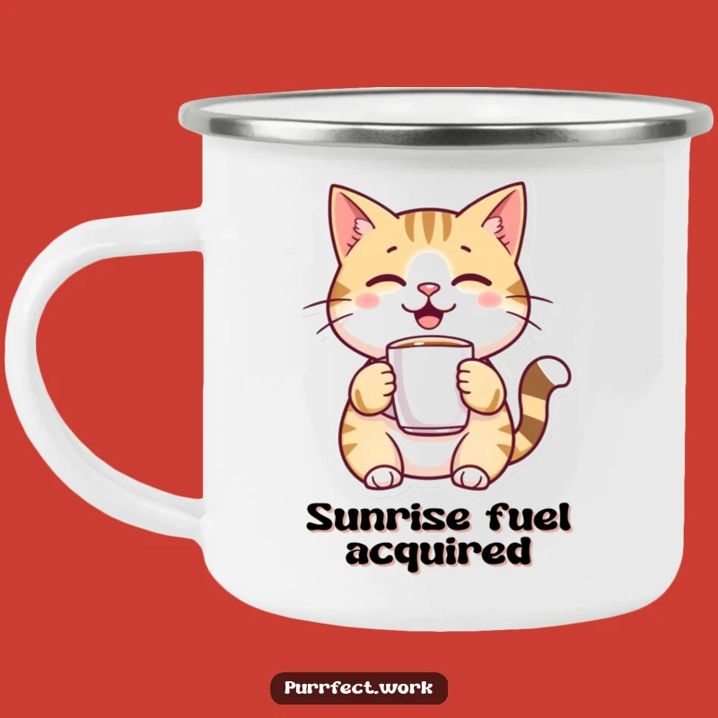 Funny Cat Coffee Camping Mug: Cheerful Companion for Outdoor Brews