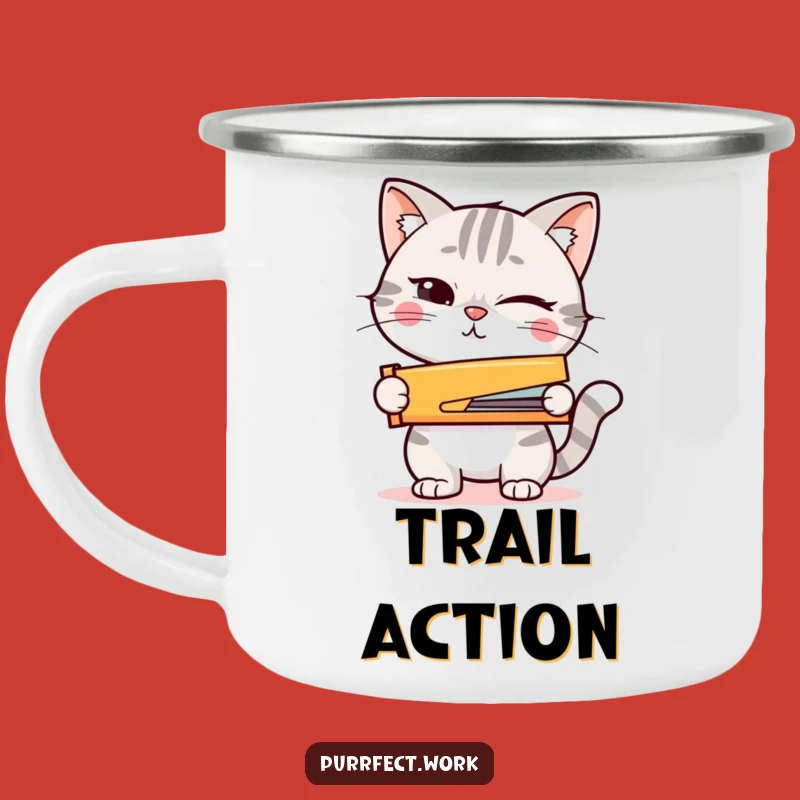 Funny Cat Campfire Mug: Ready for Adventure, Wink!