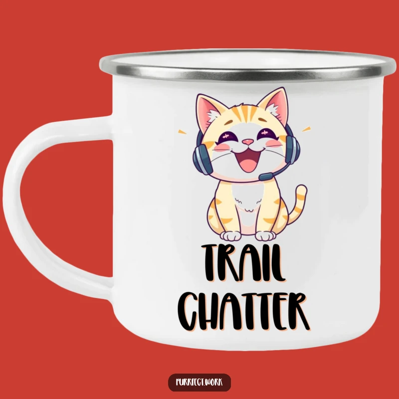 Funny Cheerful Cat Camping Mug: Sip Your Enthusiasm Outdoors