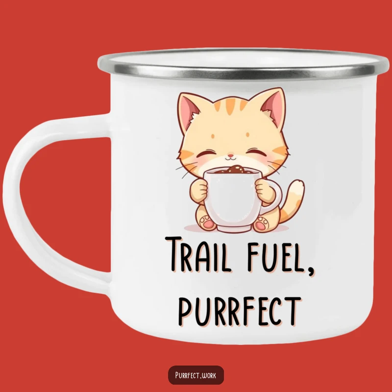 Funny Cat Camping Mug: Cute Feline Sipping Tiny Coffee, Durable & Hilarious Gift