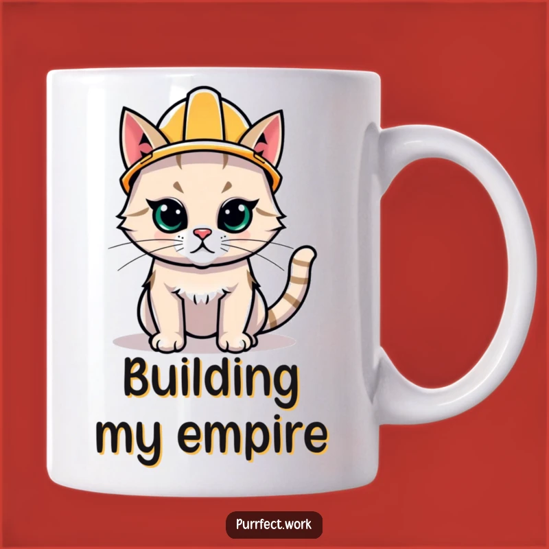 Funny Determined Hard Hat Cat Mug - Perfect Construction Gift for Cat Lovers