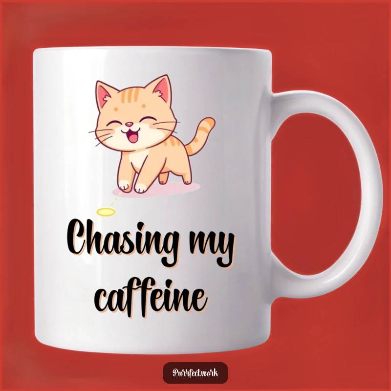Funny Cat Laser Chase Mug - Energetic Pet Cartoon Gift