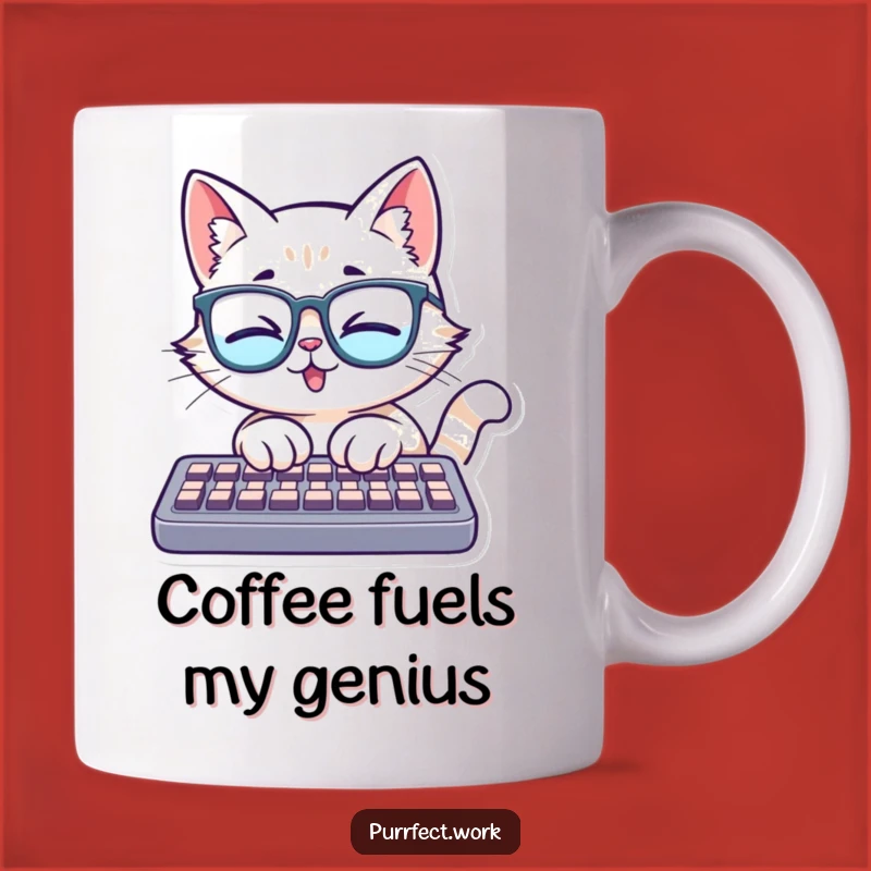 Funny Cat Glasses Keyboard Mug - Hilarious Tech Enthusiast Gift for Bookish Felines