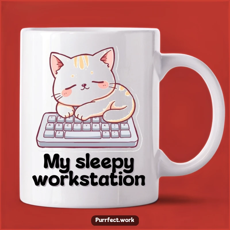 Funny Cat Keyboard Mug: Sleepy Kitty, Perfect Gift for Tech Lovers