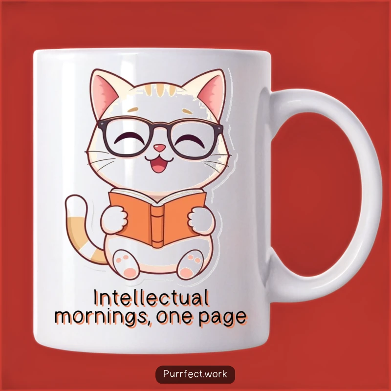 Funny Cat Reader Mug: Wise Feline Scholar with Glasses, Perfect Funny Gift!