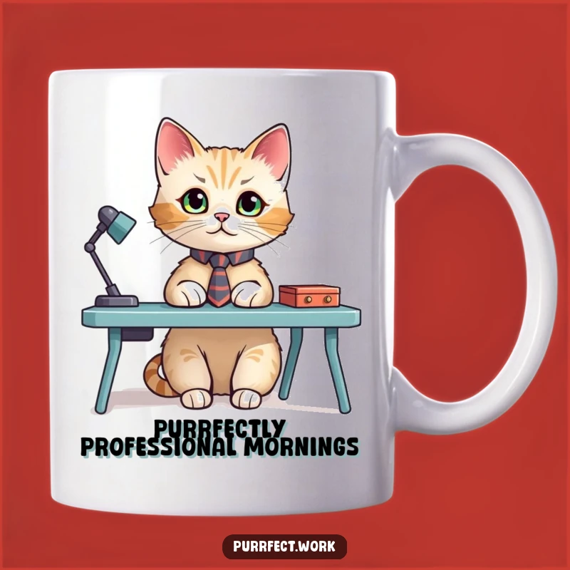 Funny Cat Tie Desk Mug - Hilarious Professional Feline Gift for Office Lovers