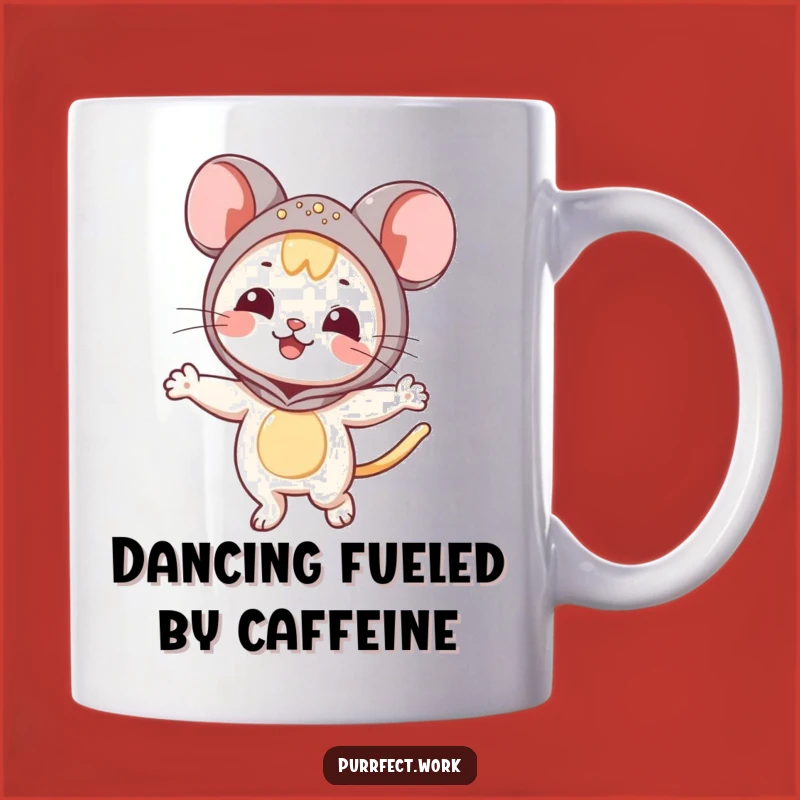 Funny Mouse Cat Mug: Joyful Feline Dancing in Costume, Perfect Funny Gift!