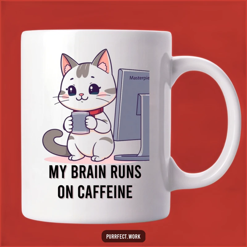 Funny Office Cat Coffee Mug - Attentive Worker Cat Gift for Coworkers