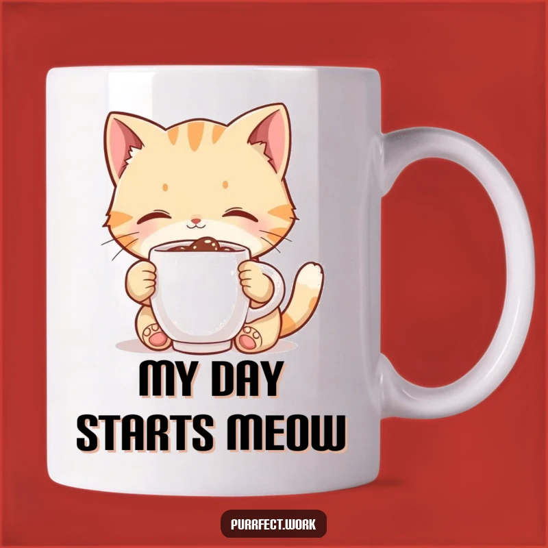 Funny Cat Sipping Coffee Mug: Adorable Feline's Morning Brew for a Perfect Gift