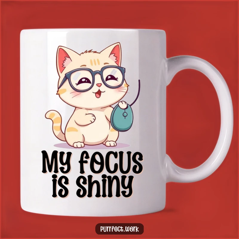 Funny Cat Glasses Mug - Playful Mouse Batting Feline Coffee Cup