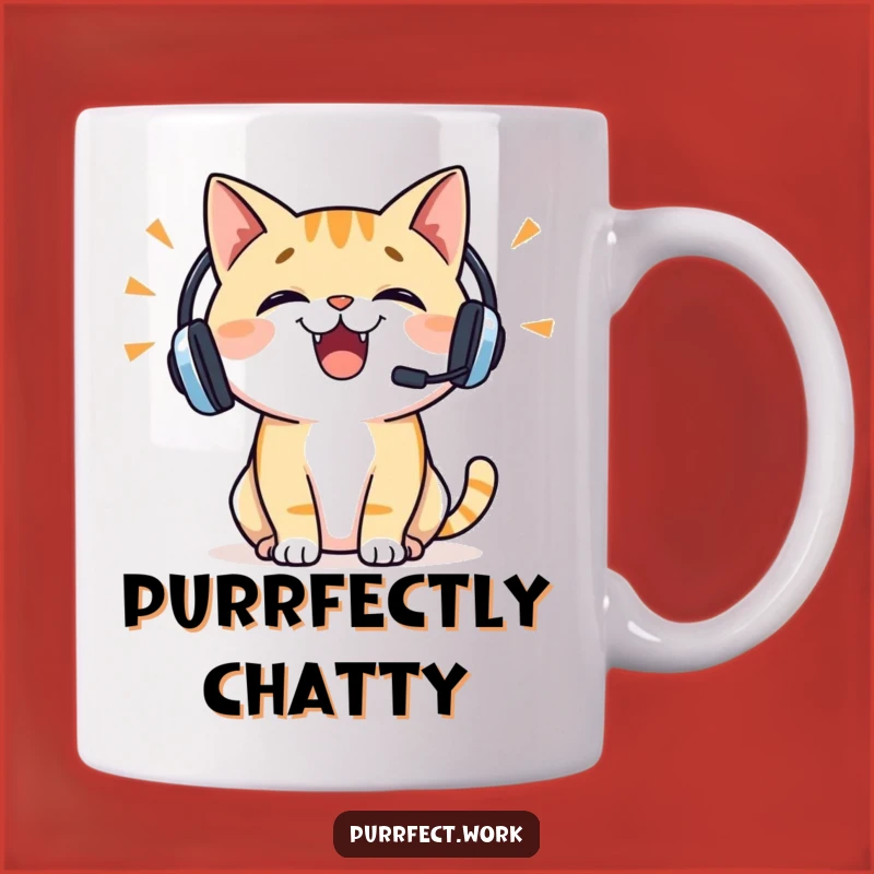 Funny Cat Headset Mug: Hilarious Gift for Chatty Friends!