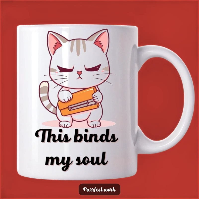 Funny Cat Stapler Mug: Nervous Kitty Office Humor Gift for Cat Lovers & Coworkers