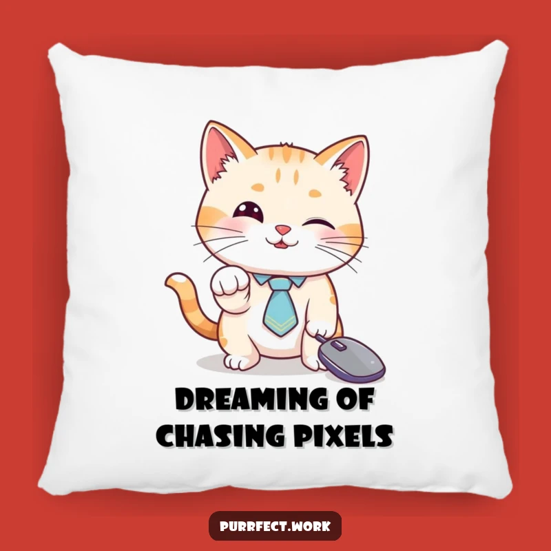 Funny Cat Tie Cursor Pillow: Cozy Comfort with a Hilarious Tech Twist