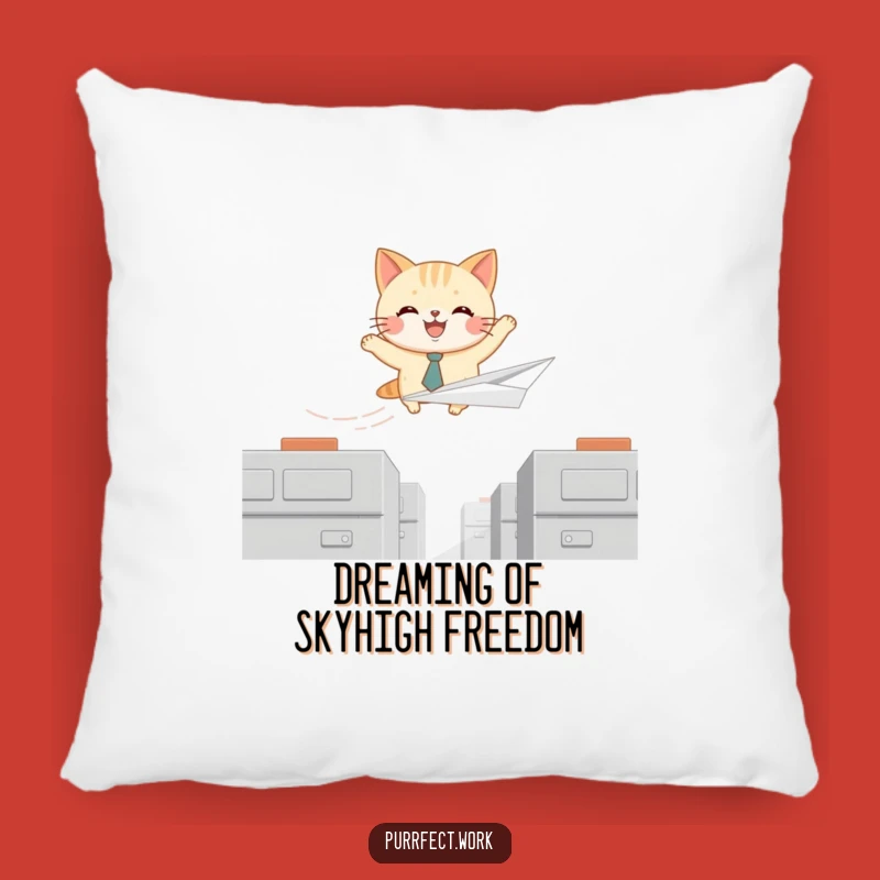 Funny Cat Tie Pilot Pillow: Cozy Feline Soaring, Comfy Humor for Your Home