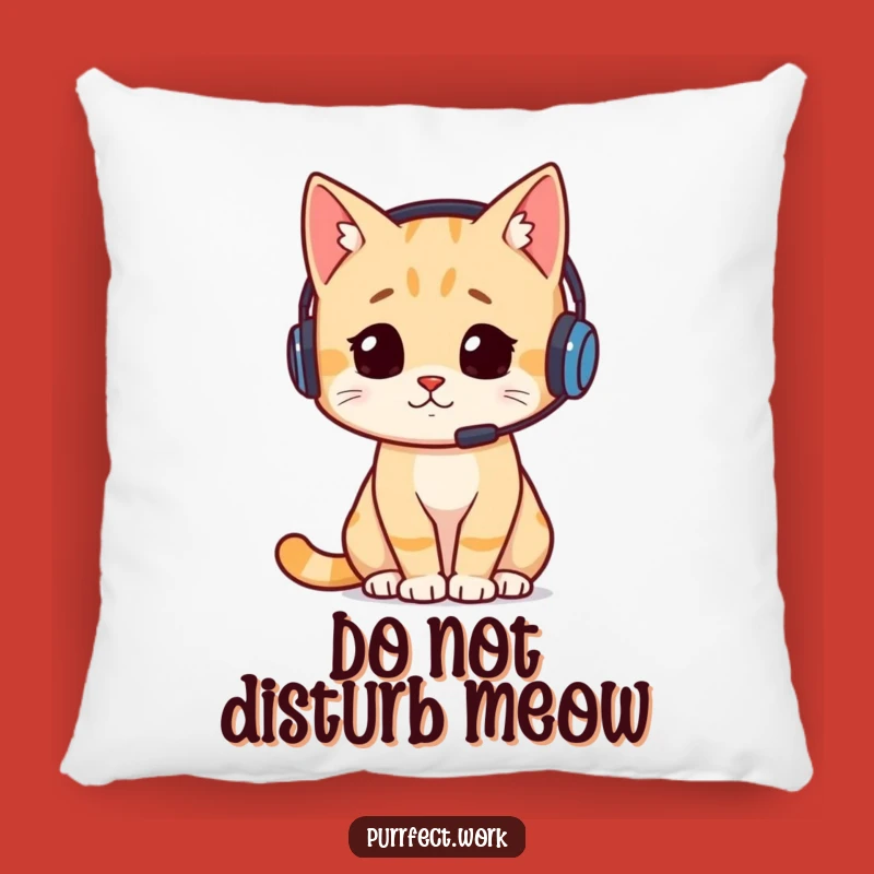 Funny Busy Cat Headset Pillow: Comfy & Hilarious Accent for Your Couch