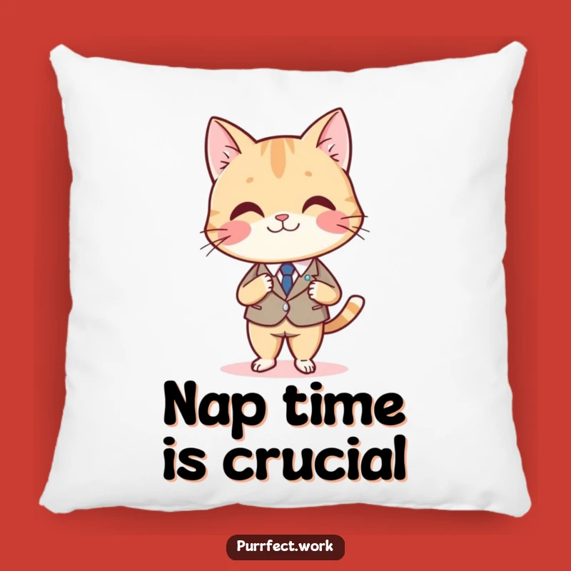 Funny Cat Boss Pillow: Cozy Feline in Suit, Desk Comfort, Soft Humor