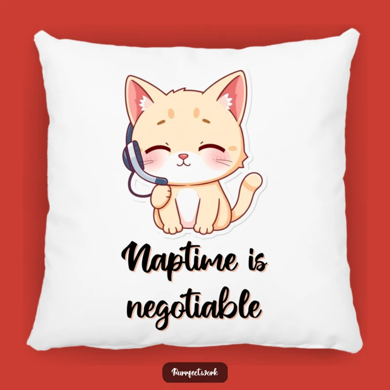 Funny Cat Headset Pillow: Cozy Feline Chatting Adorably, Perfect Comfy Funny Gift