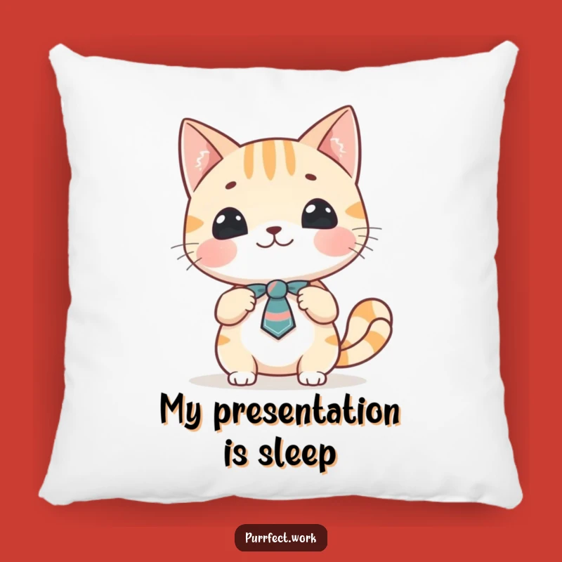 Funny Cat Presentation Pillow: Cozy Feline Speaker Adds Humor