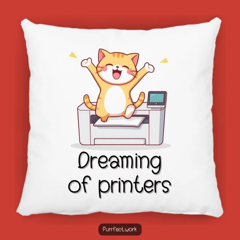 Funny Cat Printer Leap Pillow: Cozy Feline Joy, Perfect Comfy Hilarious Gift