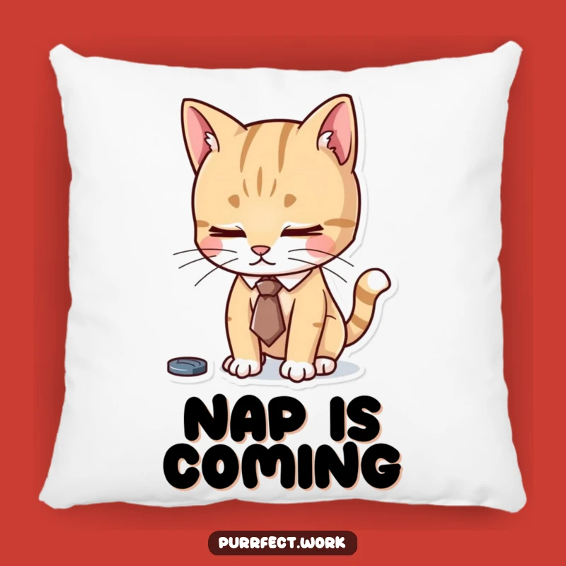 Funny Focused Cat Tie Pillow - Diligent Comfort with Feline Style