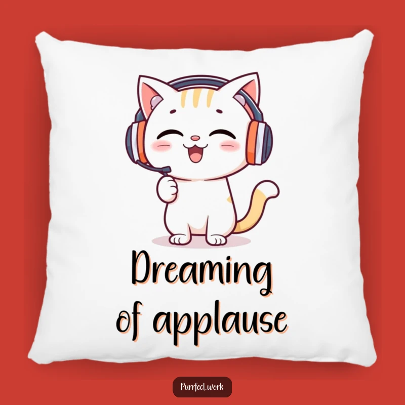 Funny Presentation Cat Pillow - Enthusiastic Speaker Feline Comfort