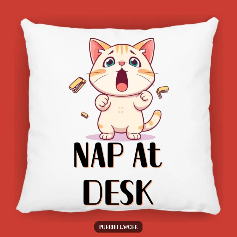 Funny Stapler Cat Pillow: Cozy Office Chaos, Adorable Comfort Gift