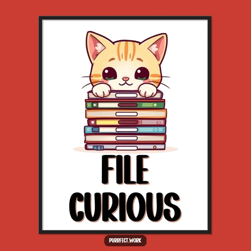 Funny Cat Office Files Digital Art: Instant Intrigue Decor