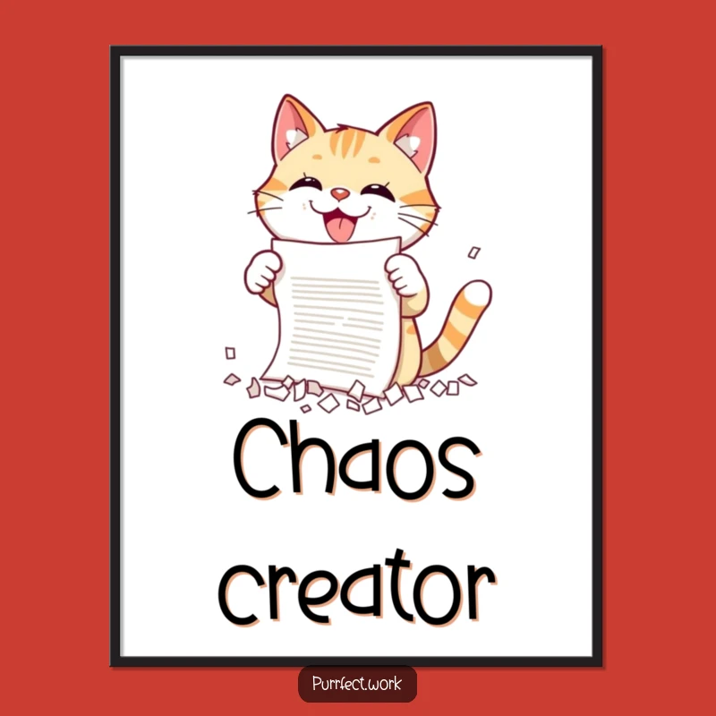 Funny Cat Shredding Digital Art Print: Unleash Humor on Your Walls - Instant Gift!