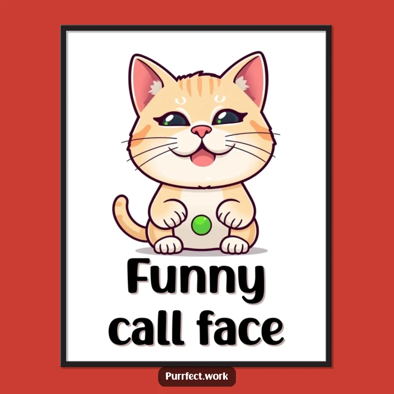 Funny Cat Video Call Art Print - Hilarious WFH Digital Download