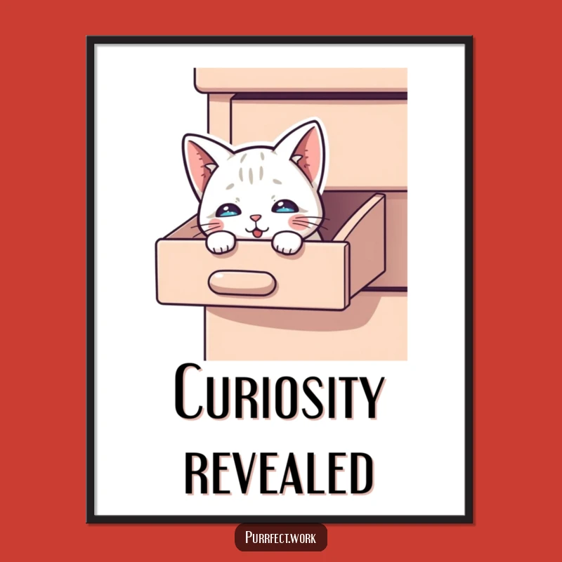 Funny Peek-a-Boo Cat Digital Art: Curious Feline Wall Art, Printable Funny Gift!