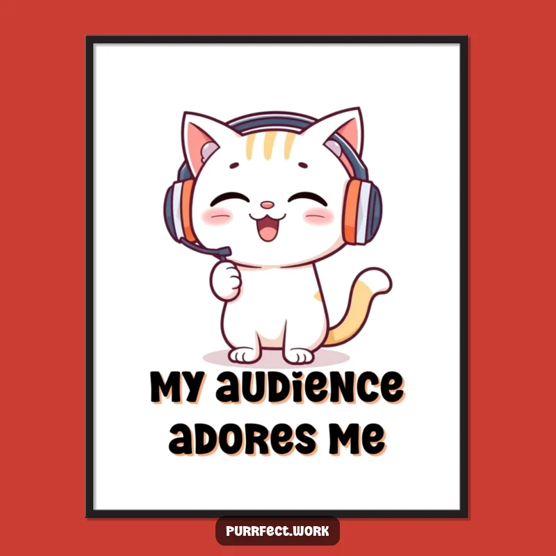 Funny Presentation Cat Digital Art - Enthusiastic Speaker Feline Print