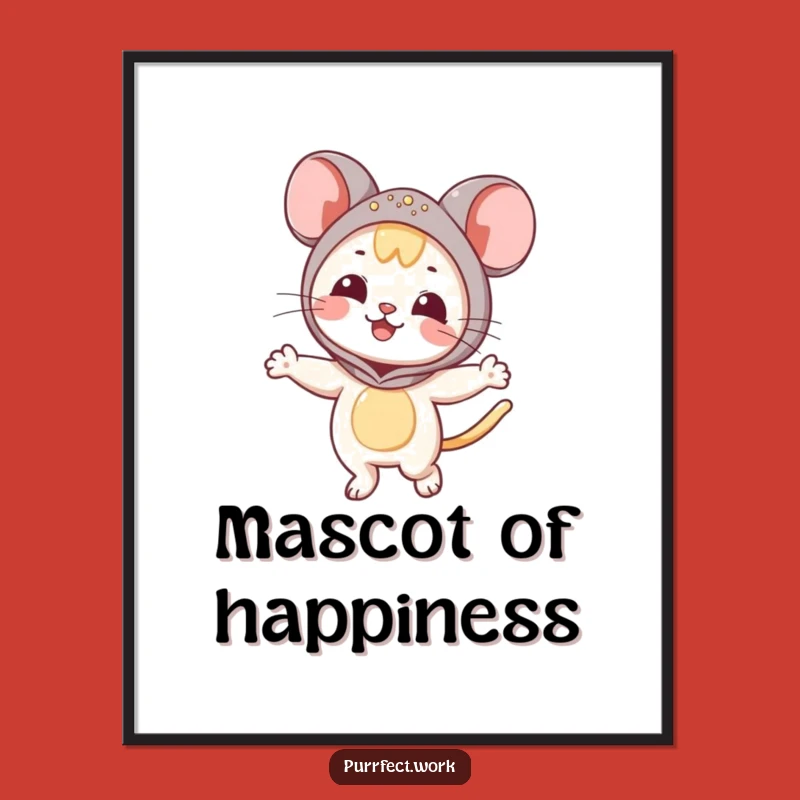 Funny Mouse Cat Digital Art: Joyful Dancing Feline Wall Art, Printable Funny Gift!
