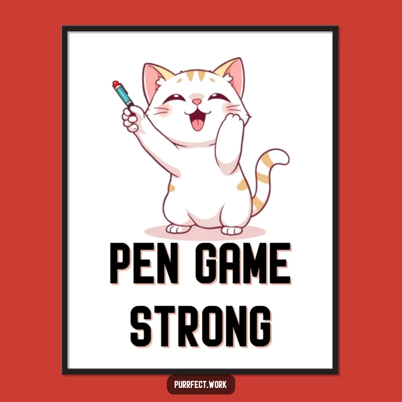 Funny Cat Pen Batting Digital Art - Hilarious Wall Decor for the Playful Feline Fan