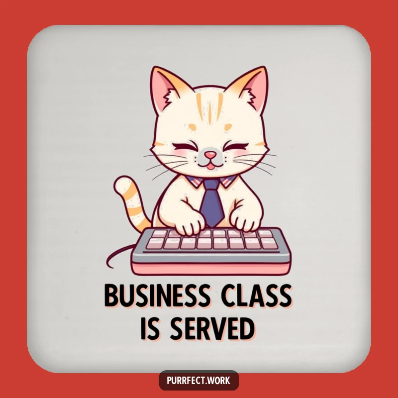 Funny Cat Typist Coaster Set: Dapper Feline Style, Hilarious Gift for Desk Protection