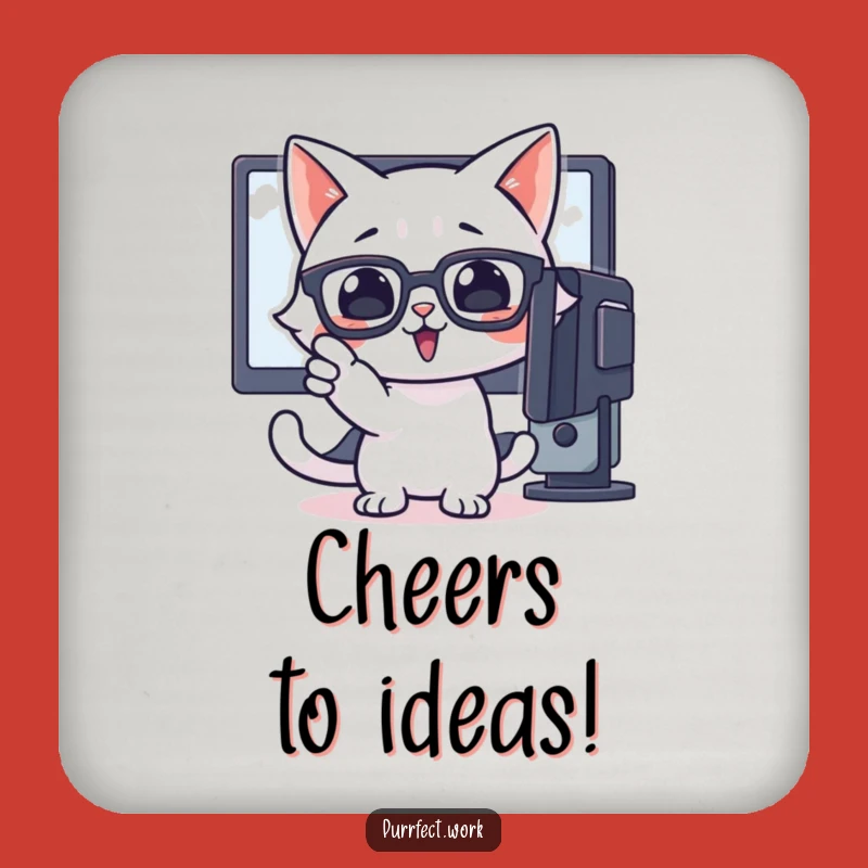 Funny Smart Cat Coaster - Enthusiastic Pointer Desk Protection Gift